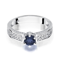 Pierścionek zaręczynowy z białego złota z szafirem i diamentami 0,08ct Fire Of Love BW-75-szafir-b