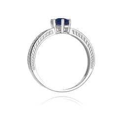Pierścionek zaręczynowy z białego złota z szafirem i diamentami 0,08ct Fire Of Love BW-75-szafir-b