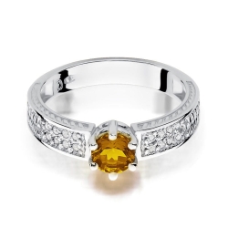 Pierścionek zaręczynowy z białego złota z cytrynem i diamentami 0,08ct Fire Of Love BW-75-cytryn-b
