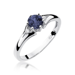 Pierścionek zaręczynowy z białego złota z szafirem i diamentami 0,03ct Fire Of Love BW-76-szafir-b