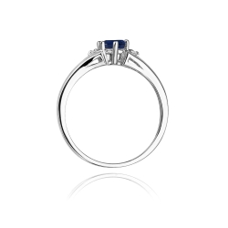 Pierścionek zaręczynowy z białego złota z szafirem i diamentami 0,03ct Fire Of Love BW-76-szafir-b
