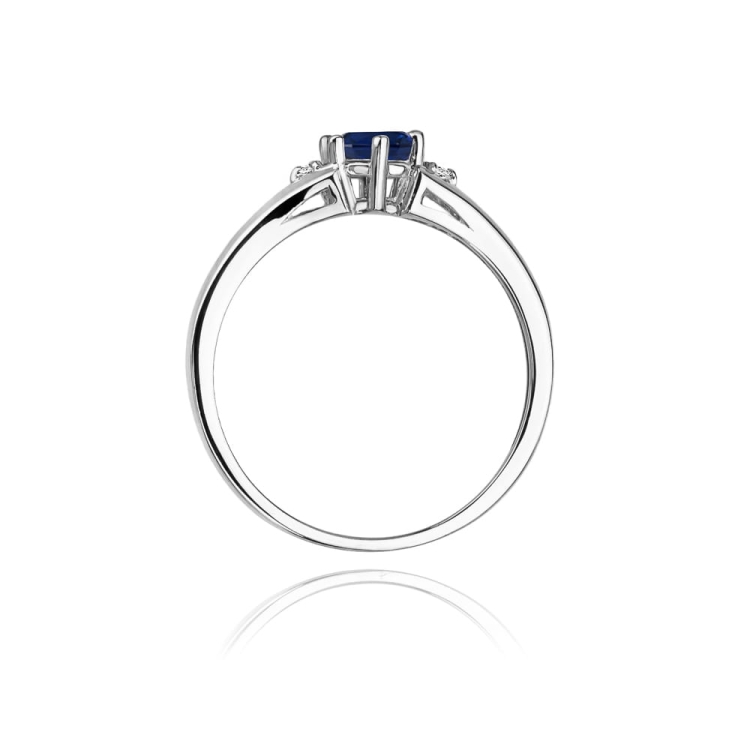 Pierścionek zaręczynowy z białego złota z szafirem i diamentami 0,03ct Fire Of Love BW-76-szafir-b