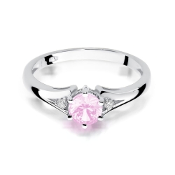 Pierścionek zaręczynowy z białego złota z różowym topazem i diamentami 0,03ct Fire Of Love BW-76-rozowy-topaz-b
