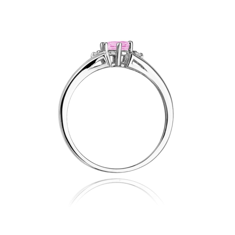 Pierścionek zaręczynowy z białego złota z różowym topazem i diamentami 0,03ct Fire Of Love BW-76-rozowy-topaz-b