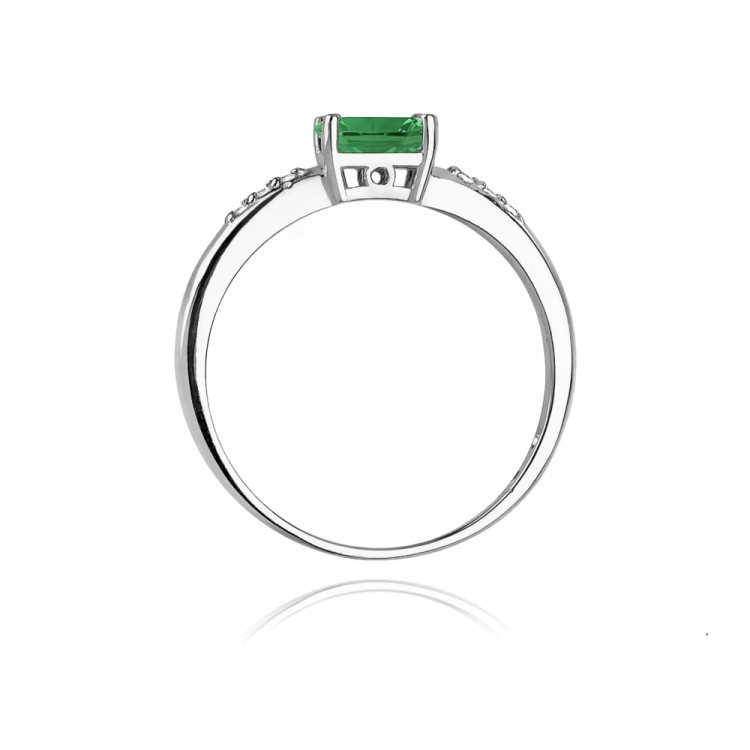 Pierścionek zaręczynowy z białego złota z szmaragdem i diamentami 0,03ct Fire Of Love BW-77-szmaragd-b