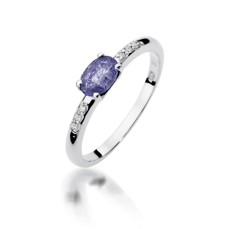 Przejdź do produktu Pierścionek zaręczynowy z białego złota z tanzanitem i diamentami 0,03ct Fire Of Love 