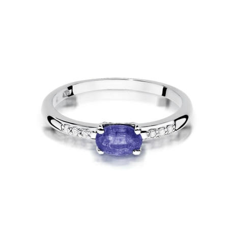 Przejdź do produktu Pierścionek zaręczynowy z białego złota z tanzanitem i diamentami 0,03ct Fire Of Love 