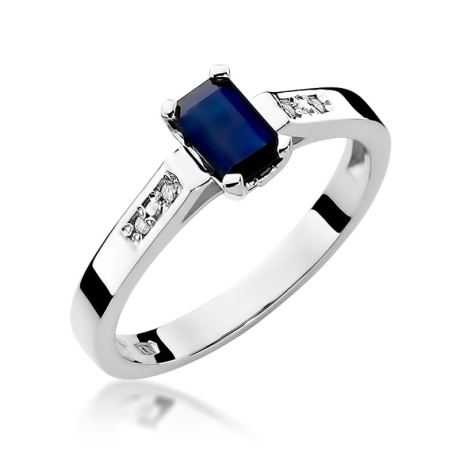 Przejdź do produktu Pierścionek zaręczynowy z białego złota z szafirem i diamentami 0,04ct Fire Of Love