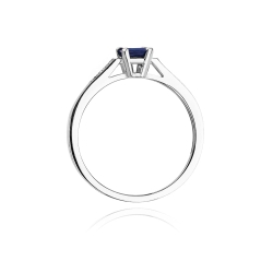 Pierścionek zaręczynowy z białego złota z szafirem i diamentami 0,04ct Fire Of Love BW-78-szafir-b