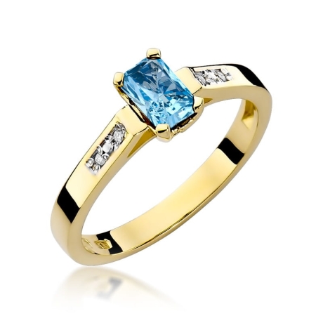Przejdź do produktu Pierścionek zaręczynowy z żółtego złota z topazem i diamentami 0,04ct Fire Of Love 