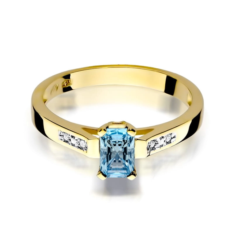 Pierścionek zaręczynowy z żółtego złota z topazem i diamentami 0,04ct Fire Of Love  BW-78-topaz