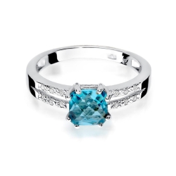Pierścionek zaręczynowy z białego złota z topazem i diamentami 0,06ct Fire Of Love BW-79-b