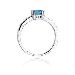 Pierścionek zaręczynowy z białego złota z topazem i diamentami 0,06ct Fire Of Love BW-79-b