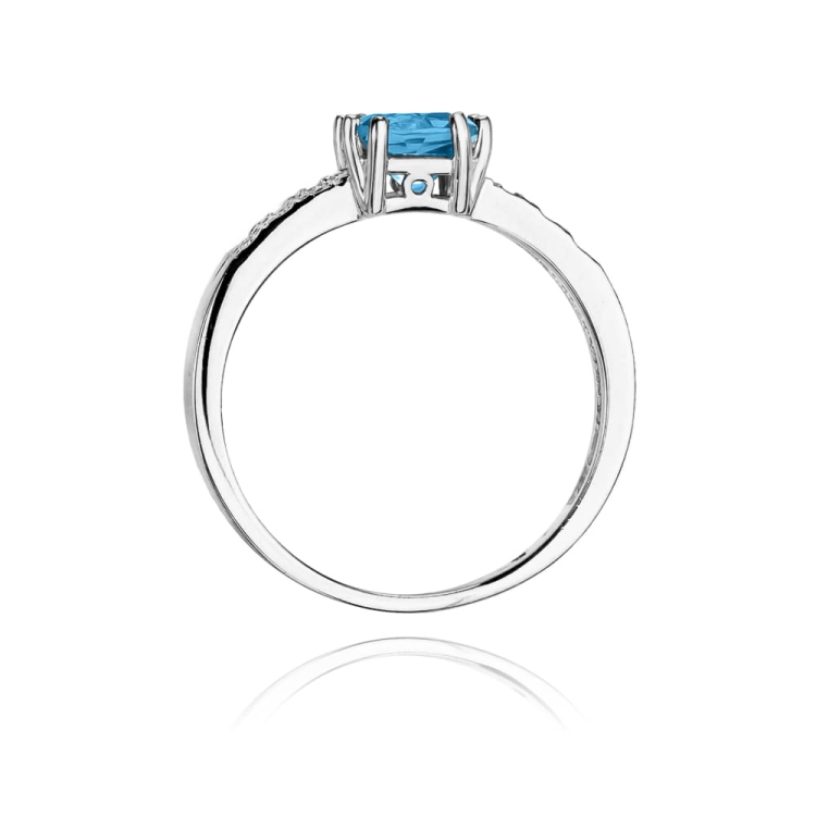 Pierścionek zaręczynowy z białego złota z topazem i diamentami 0,06ct Fire Of Love BW-79-b