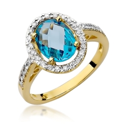 Pierścionek zaręczynowy z żółtego złota z topazem i diamentami 0,16ct Fire Of Love BW-80-topaz