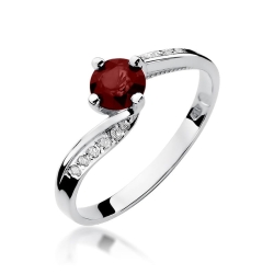 Pierścionek zaręczynowy z białego złota z rubinem i diamentami 0,05ct Fire Of Love BW-84-rubin-b