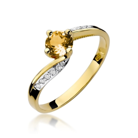 Przejdź do produktu Pierścionek zaręczynowy z żółtego złota z cytrynem i diamentami 0,05ct Fire Of Love