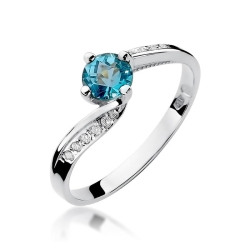 Pierścionek zaręczynowy z białego złota z topazem i diamentami 0,05ct Fire Of Love BW-84-topaz-b