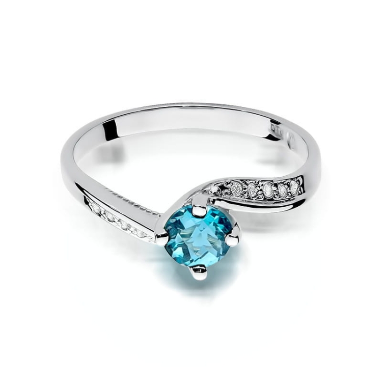 Pierścionek zaręczynowy z białego złota z topazem i diamentami 0,05ct Fire Of Love BW-84-topaz-b