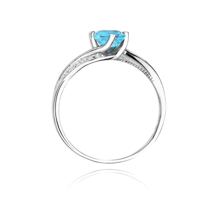 Pierścionek zaręczynowy z białego złota z topazem i diamentami 0,05ct Fire Of Love BW-84-topaz-b