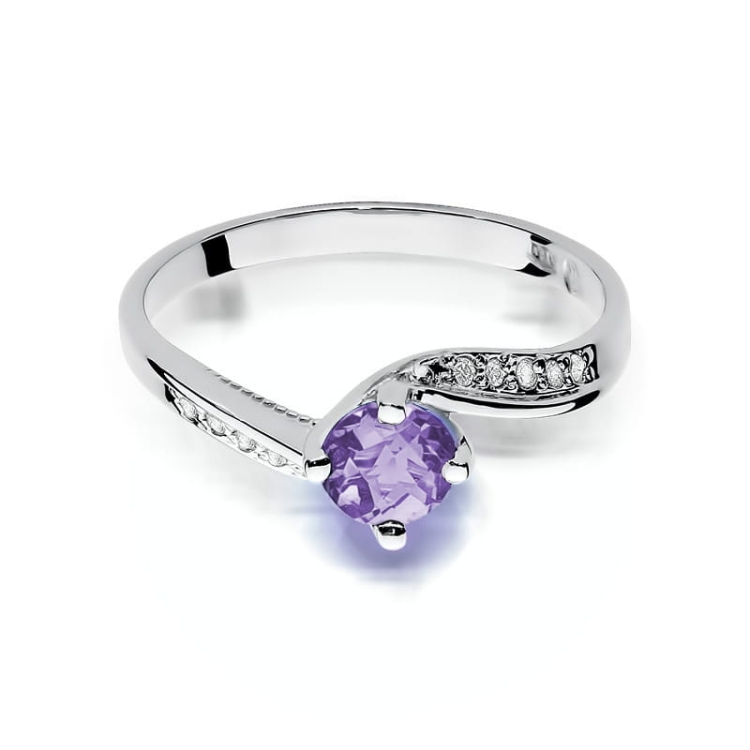 Pierścionek zaręczynowy z białego złota z tanzanitem i diamentami 0,05ct Fire Of Love BW-84-tanzanit-b