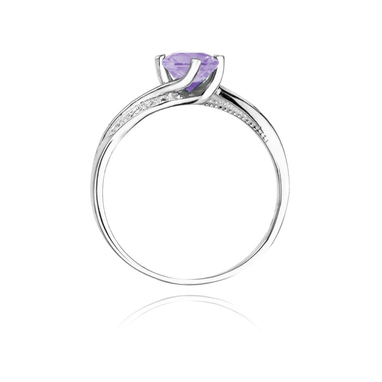 Pierścionek zaręczynowy z białego złota z tanzanitem i diamentami 0,05ct Fire Of Love BW-84-tanzanit-b