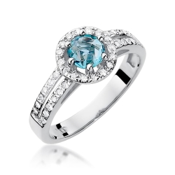 Pierścionek zaręczynowy z białego złota z topazem i diamentami 0,20ct Fire Of Love BW-87-topaz-b