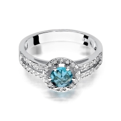 Pierścionek zaręczynowy z białego złota z topazem i diamentami 0,20ct Fire Of Love BW-87-topaz-b