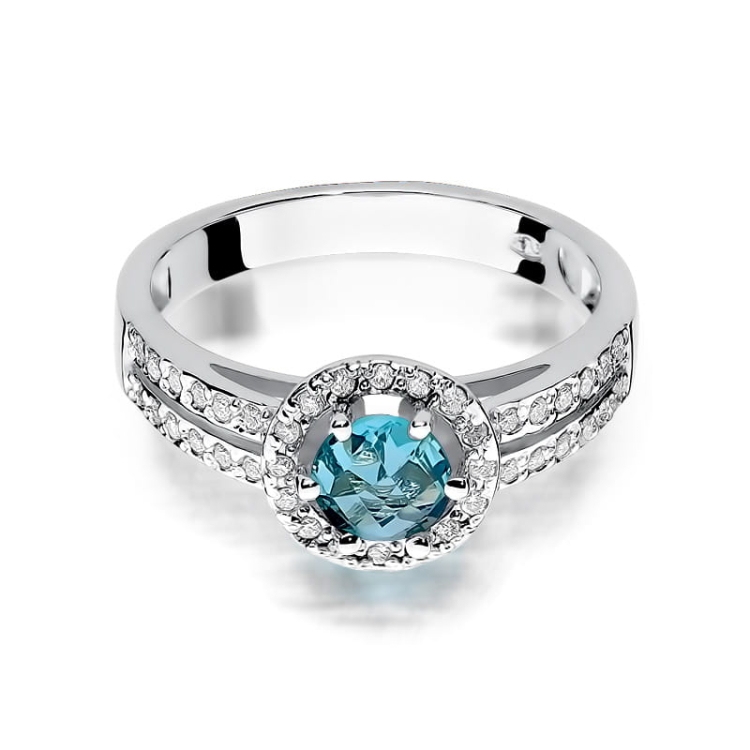 Pierścionek zaręczynowy z białego złota z topazem i diamentami 0,20ct Fire Of Love BW-87-topaz-b