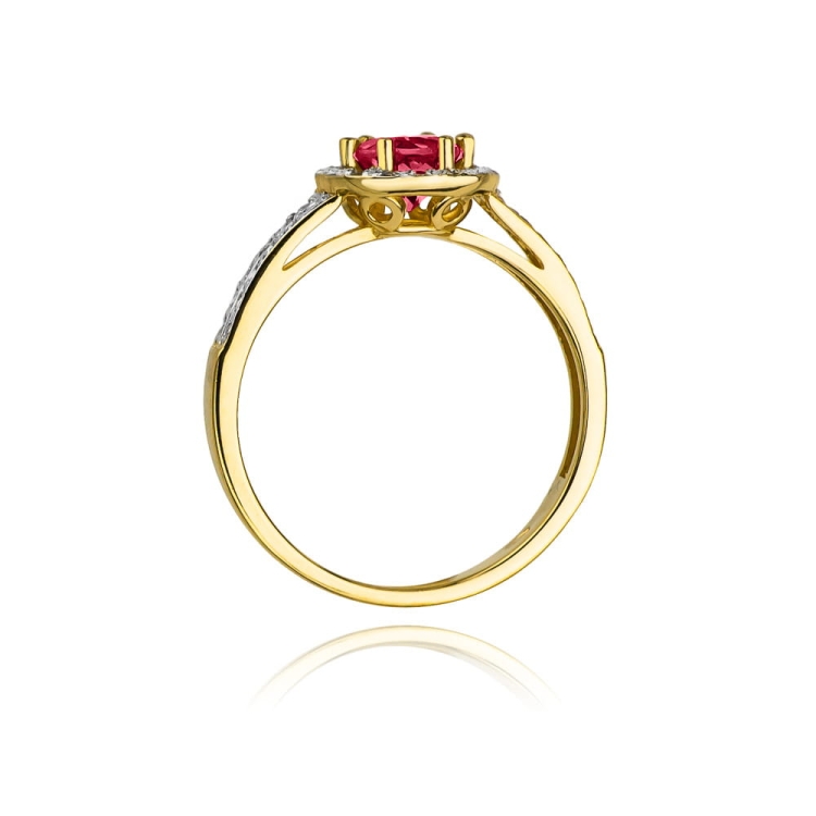 Pierścionek zaręczynowy z żółtego złota z rubinem i diamentami 0,20ct Fire Of Love BW-87-rubin