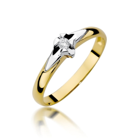 Przejdź do produktu Pierścionek zaręczynowy z żółtego złota z diamentem 0,04ct Fire Of Love