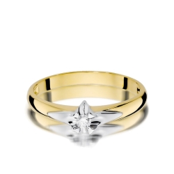 Pierścionek zaręczynowy z żółtego złota z diamentem 0,04ct Fire Of Love BW-88