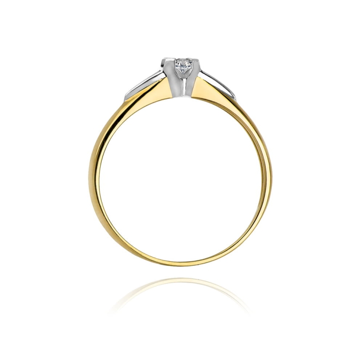 Pierścionek zaręczynowy z żółtego złota z diamentem 0,04ct Fire Of Love BW-88