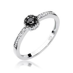 Pierścionek zaręczynowy z białego złota z czarnymi i białymi diamentami 0,02ct Fire Of Love BW-91-białe-i-czarne-b