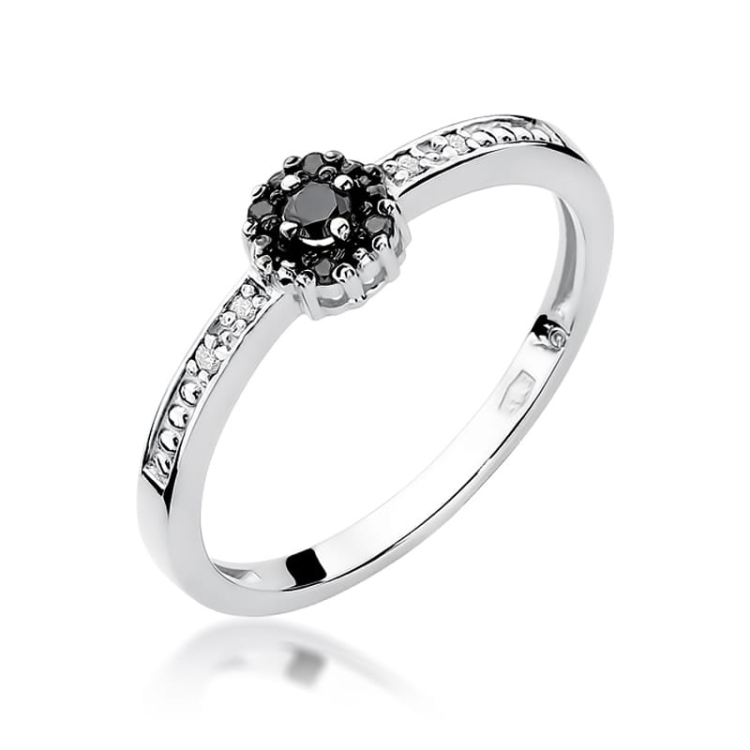 Pierścionek zaręczynowy z białego złota z czarnymi i białymi diamentami 0,02ct Fire Of Love BW-91-białe-i-czarne-b
