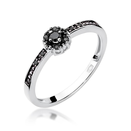 Przejdź do produktu Pierścionek zaręczynowy z białego złota z czarnymi diamentami 0,09ct Fire Of Love 