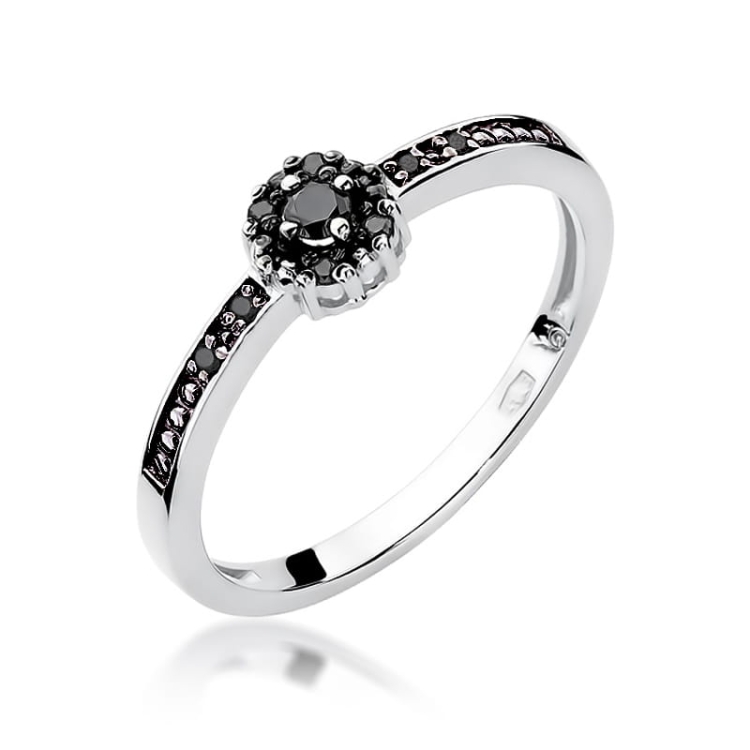 Pierścionek zaręczynowy z białego złota z czarnymi diamentami 0,09ct Fire Of Love BW-91-czarne-b