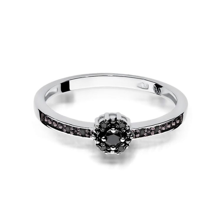 Pierścionek zaręczynowy z białego złota z czarnymi diamentami 0,09ct Fire Of Love BW-91-czarne-b