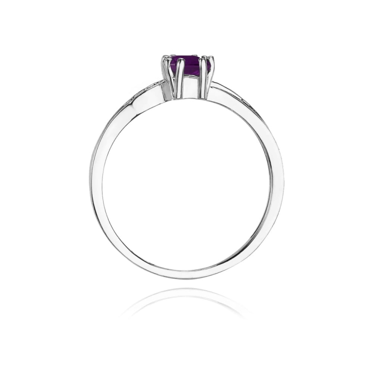 Pierścionek zaręczynowy z białego złota z ametystem i diamentami 0,03ct Fire Of Love BW-94-ametyst-b