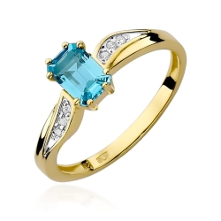 Pierścionek zaręczynowy z żółtego złota z topazem i diamentami 0,03ct Fire Of Love BW-94-topaz
