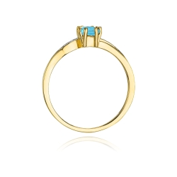 Pierścionek zaręczynowy z żółtego złota z topazem i diamentami 0,03ct Fire Of Love BW-94-topaz