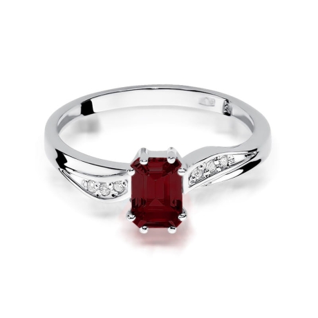 Przejdź do produktu Pierścionek zaręczynowy z białego złota z granatem i diamentami 0,03ct Fire Of Love