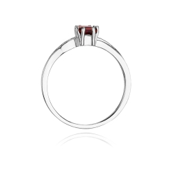 Pierścionek zaręczynowy z białego złota z granatem i diamentami 0,03ct Fire Of Love  BW-94-granat-b