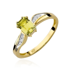 Pierścionek zaręczynowy z żółtego złota z cytrynem i diamentami 0,03ct Fire Of Love  BW-94-cytryn