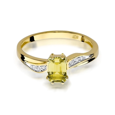 Przejdź do produktu Pierścionek zaręczynowy z żółtego złota z cytrynem i diamentami 0,03ct Fire Of Love