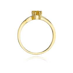 Pierścionek zaręczynowy z żółtego złota z cytrynem i diamentami 0,03ct Fire Of Love  BW-94-cytryn