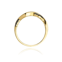 Pierścionek zaręczynowy z żółtego złota z czarnymi diamentami 0,07ct Fire Of Love BW-96-czarne