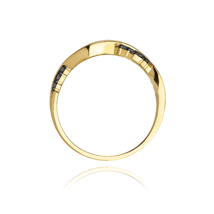 Pierścionek zaręczynowy z żółtego złota z czarnymi diamentami 0,07ct Fire Of Love BW-96-czarne