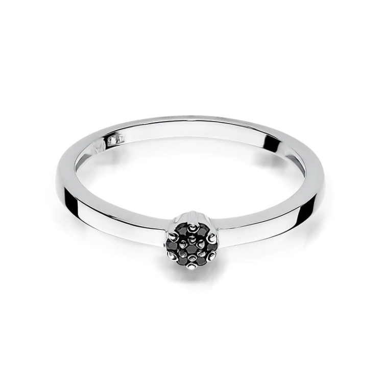 Pierścionek zaręczynowy z białego złota z czarnymi diamentami 0,04ct Fire Of Love BW-100-czarne-b