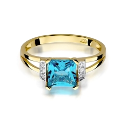 Pierścionek zaręczynowy z żółtego złota z topazem i diamentami 0,03ct Fire Of Love BW-103-topaz